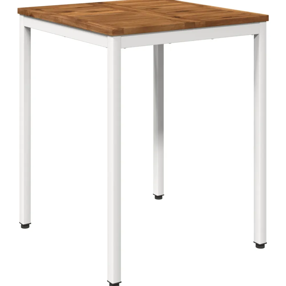 vidaXL Tuindiner tafel Natuurlijk en Wit 60 x 60,5 x 75 cm