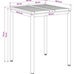 vidaXL Tuindiner tafel Wit en zwart 60 x 60,5 x 75 cm