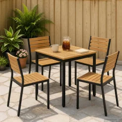 vidaXL Tuindiner tafel Wit en zwart 60 x 60,5 x 75 cm
