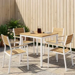 vidaXL Tuindiner tafel Wit 60 x 60,5 x 75 cm Massief Acaciahout