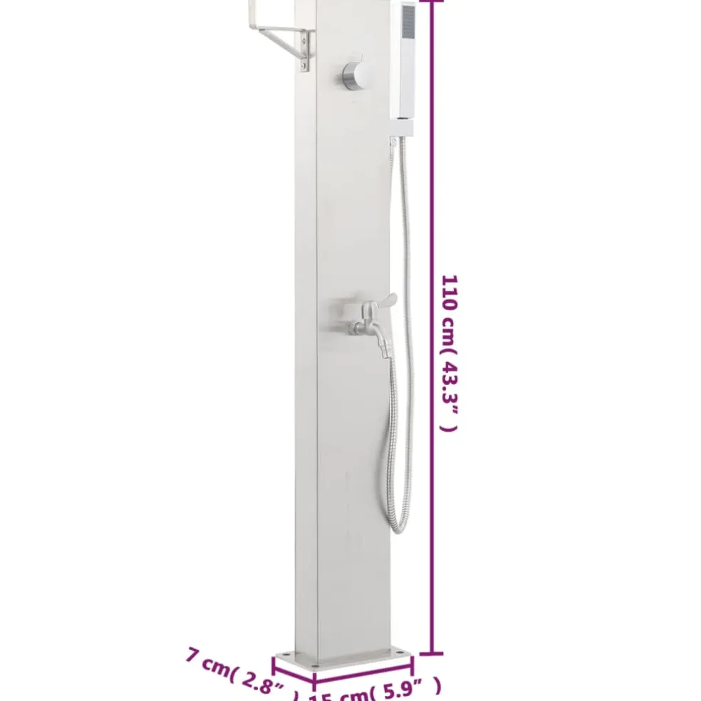 vidaXL Tuindouchekraan 110 cm roestvrij staal