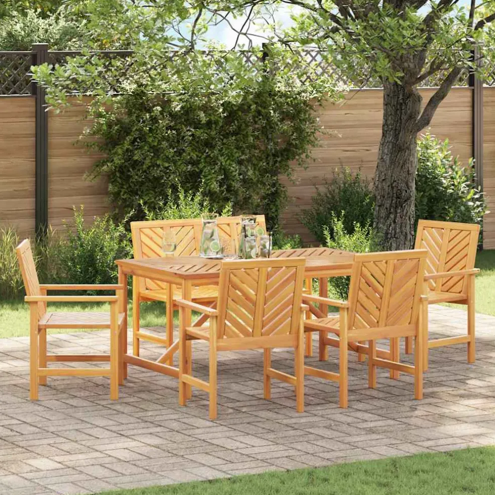 vidaXL Tuin eettafelset 6 st Bruin Massief Acaciahout