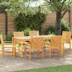 vidaXL Tuin eettafelset 7 st Bruin Massief Acaciahout