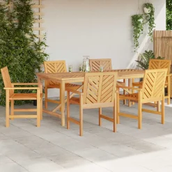 vidaXL Tuin eettafelset 7 st Bruin Massief Acaciahout