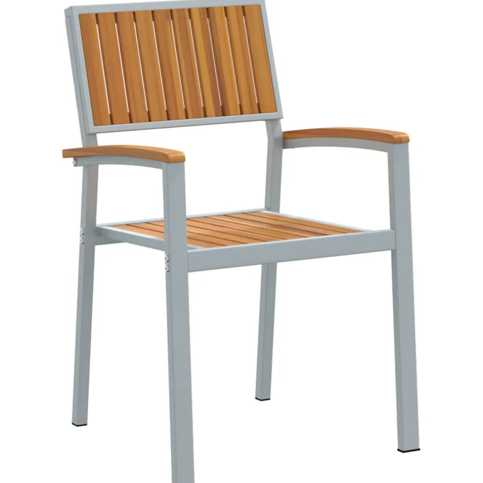 vidaXL Tuin eettafelset 9 st Grijs Massief Acaciahout