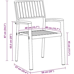 vidaXL Tuin eettafelset 9 st Grijs Massief Acaciahout