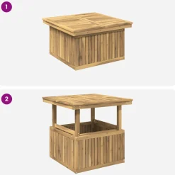 vidaXL Tuinfoto Tafel Massief Acaciahout Hoogte Verstelbaar Wit