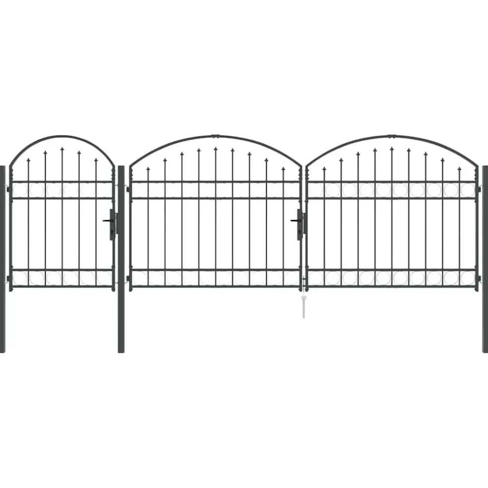 vidaXL Tuinhekgate met gebogen top ASSEN 4 x 1,25 m Staal Grijs