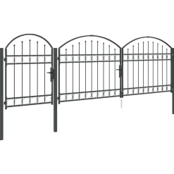 vidaXL Tuinhekgate met gebogen top ASSEN 4 x 1,25 m Staal Grijs