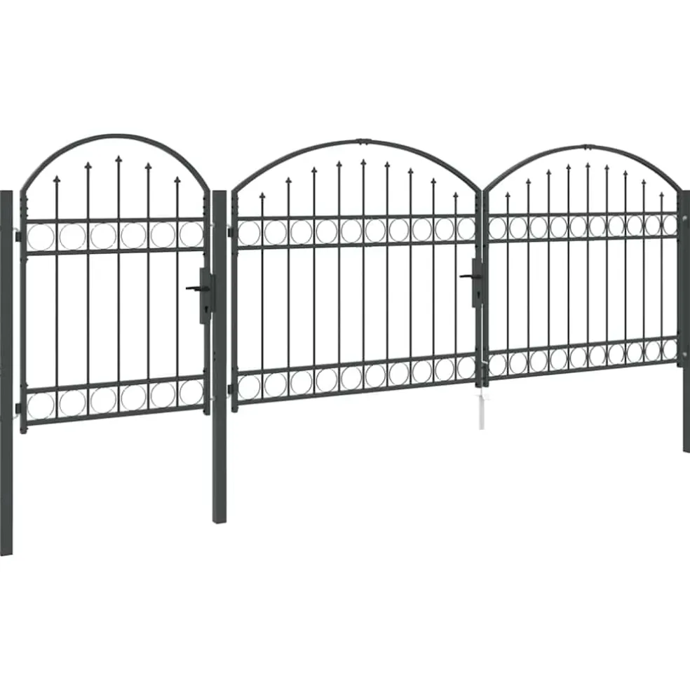 vidaXL Tuinhekgate met gebogen top ASSEN 4 x 1,25 m Staal Grijs