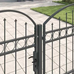 vidaXL Tuinhekgate met gebogen top ASSEN 4 x 1,25 m Staal Grijs