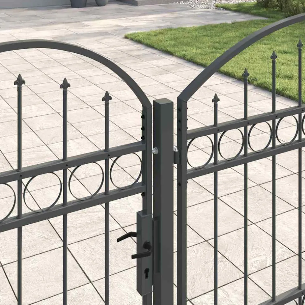 vidaXL Tuinhekgate met gebogen top ASSEN 4 x 1,25 m Staal Grijs