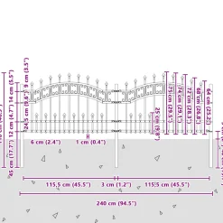 vidaXL Tuinhek KAMPEN 240 x 118 cm Poedergecoat staal Grijs