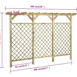 vidaXL Tuinhek met latwerk en pergola 300x50x200 cm geïmpregneerd hout