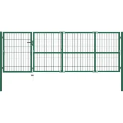 vidaXL Tuinhekpoort met palen 350x100 cm staal groen
