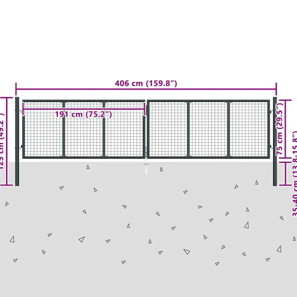 vidaXL Tuinhek van gaas gegalvaniseerd staal 400x75 cm grijs