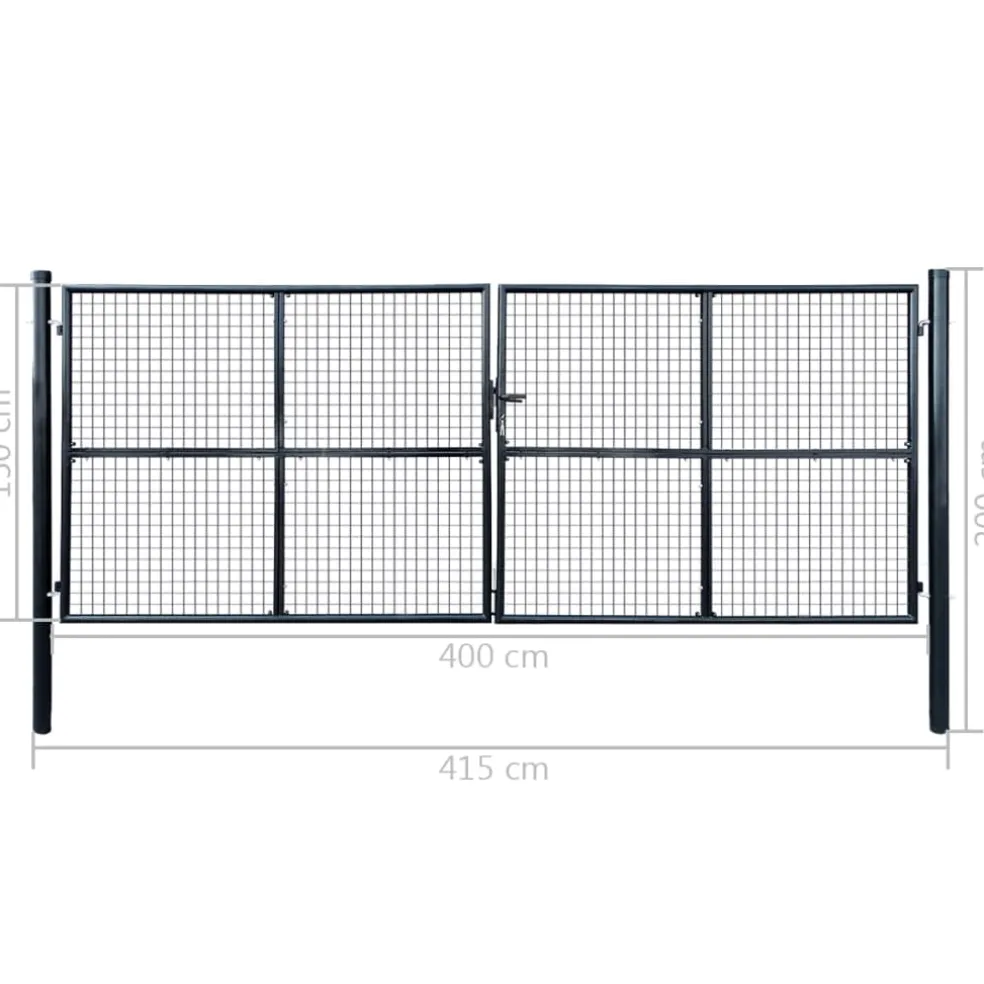 vidaXL Tuinhek van gaas gegalvaniseerd staal 400x150 cm grijs