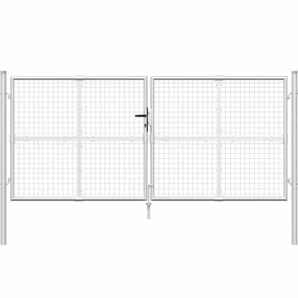 vidaXL Tuinhek van gaas zilverkleurig 300x125 cm gegalvaniseerd staal