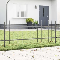 vidaXL Tuinhek WOERDEN 2 st 3,4 x 0,6 m Poedercoating staal Grijs