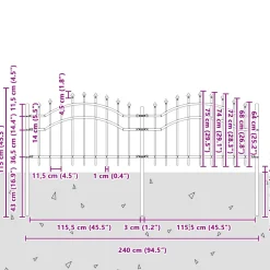 vidaXL Tuinhek WOERDEN 240 x 115 cm Poedergecoat staal Grijs