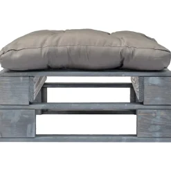vidaXL Tuinhocker met grijs kussen pallet hout grijs
