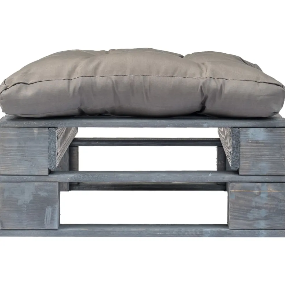 vidaXL Tuinhocker met grijs kussen pallet hout grijs