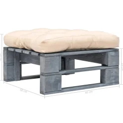 vidaXL Tuinhocker met zandkleurig kussen pallet hout grijs