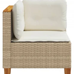 vidaXL Tuinhoekbank met kussens poly rattan beige