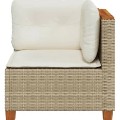 vidaXL Tuinhoekbank met kussens poly rattan beige