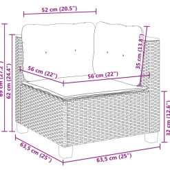 vidaXL Tuinhoekbank met kussens poly rattan beige