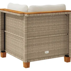 vidaXL Tuinhoekbank met kussens poly rattan beige