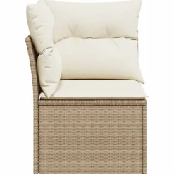 vidaXL Tuinhoekbank met kussens poly rattan beige