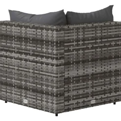 vidaXL Tuinhoekbank met kussens poly rattan grijs