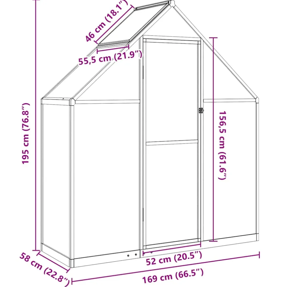 vidaXL Tuinkas met basisframe 169x58x195 cm aluminium antracietkleurig
