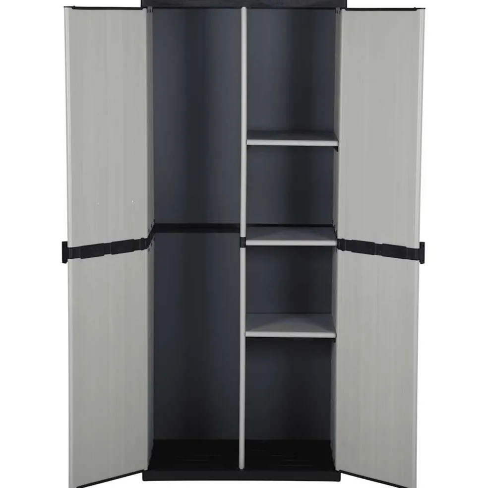 vidaXL Tuinkast met 3 schappen 68x40x168 cm grijs en zwart