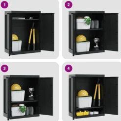 vidaXL Tuinkast 65x37x85 cm polypropeen zwart