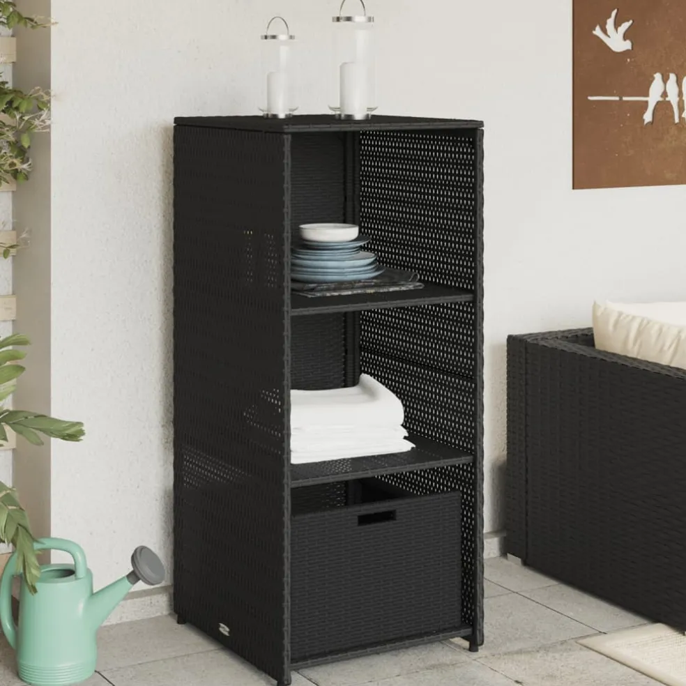 vidaXL Tuinkast 50x55x115 cm poly rattan zwart
