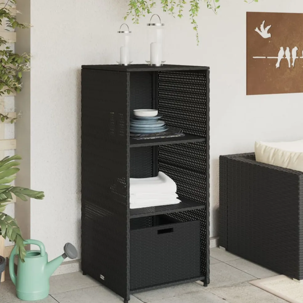 vidaXL Tuinkast 50x55x115 cm poly rattan zwart