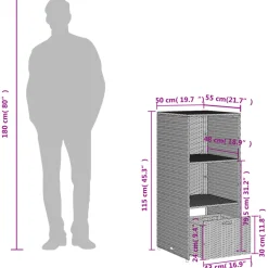 vidaXL Tuinkast 50x55x115 cm poly rattan grijs