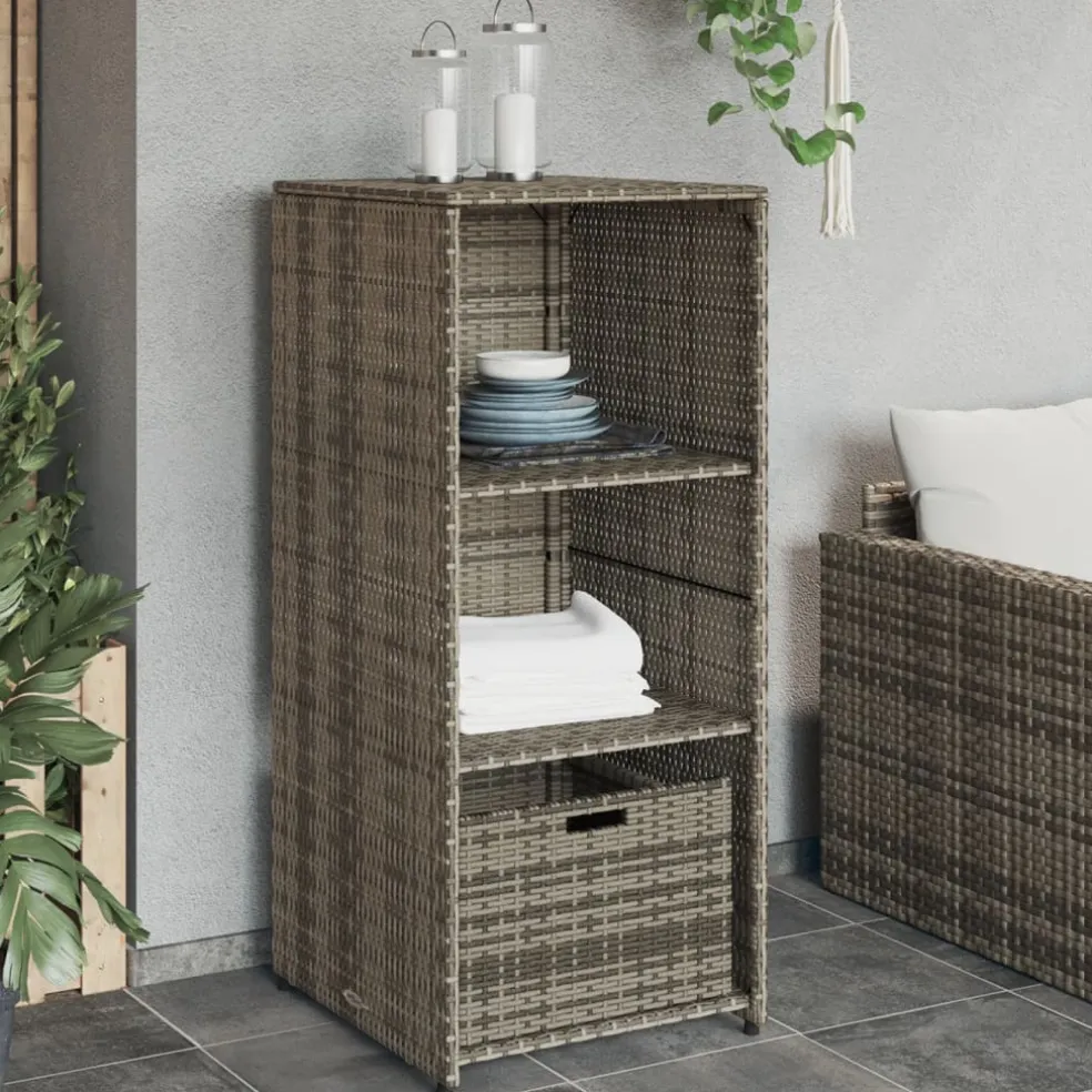 vidaXL Tuinkast 50x55x115 cm poly rattan grijs