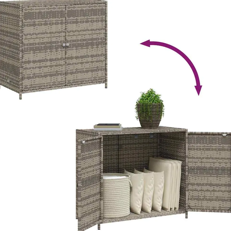 vidaXL Tuinkast 83x45x76 cm poly rattan grijs