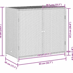 vidaXL Tuinkast 83x45x76 cm poly rattan grijs