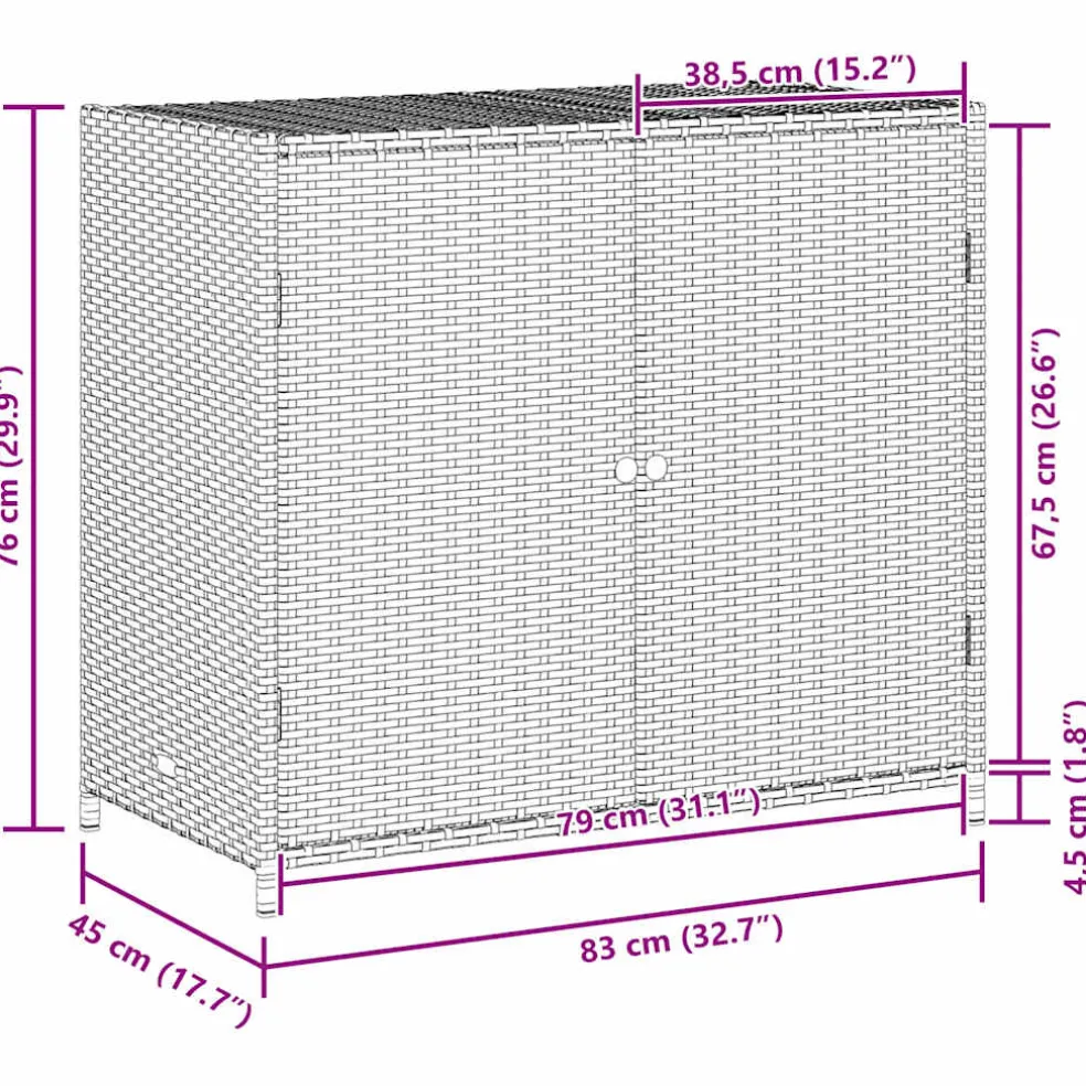 vidaXL Tuinkast 83x45x76 cm poly rattan grijs