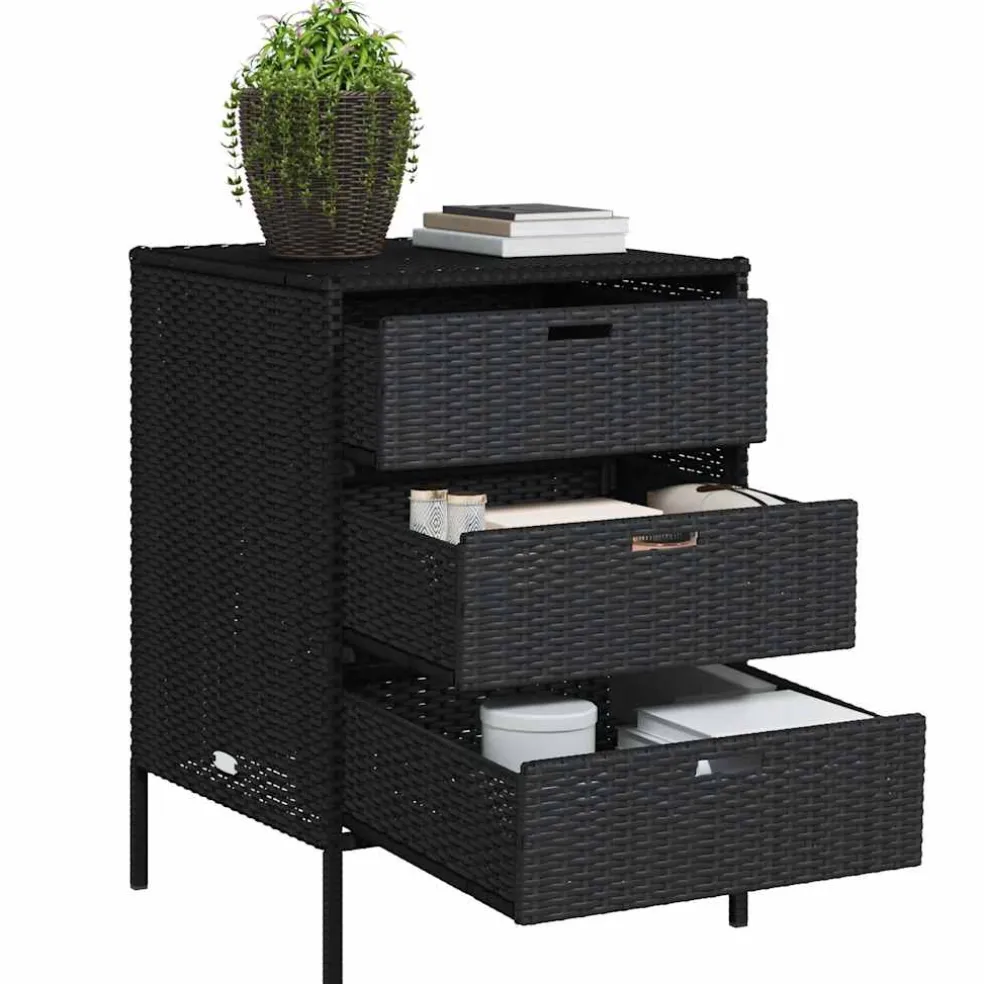 vidaXL Tuinkast 55x59x80 cm poly rattan zwart