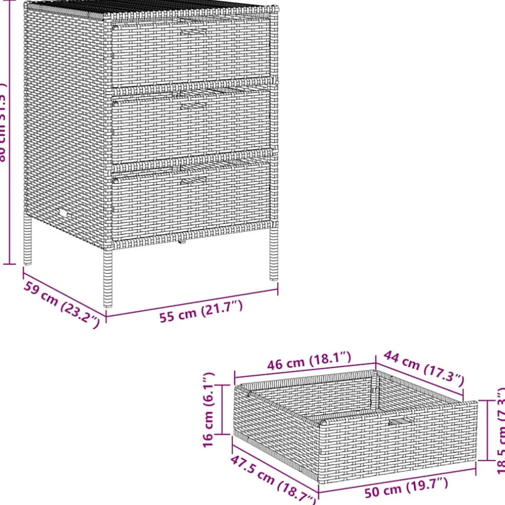 vidaXL Tuinkast 55x59x80 cm poly rattan zwart