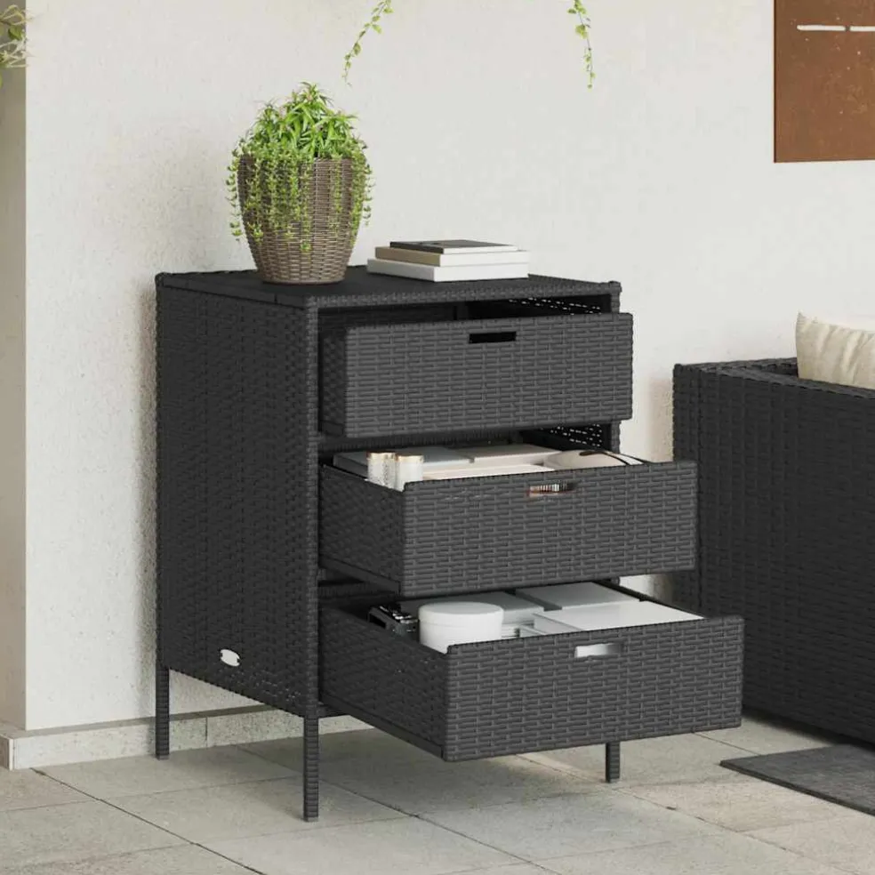 vidaXL Tuinkast 55x59x80 cm poly rattan zwart