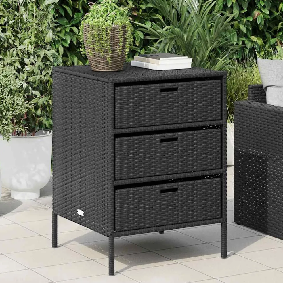 vidaXL Tuinkast 55x59x80 cm poly rattan zwart