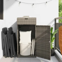 vidaXL Tuinkast 55x55x111 cm poly rattan grijs