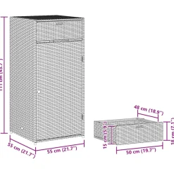 vidaXL Tuinkast 55x55x111 cm poly rattan grijs