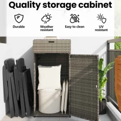 vidaXL Tuinkast 55x55x111 cm poly rattan grijs
